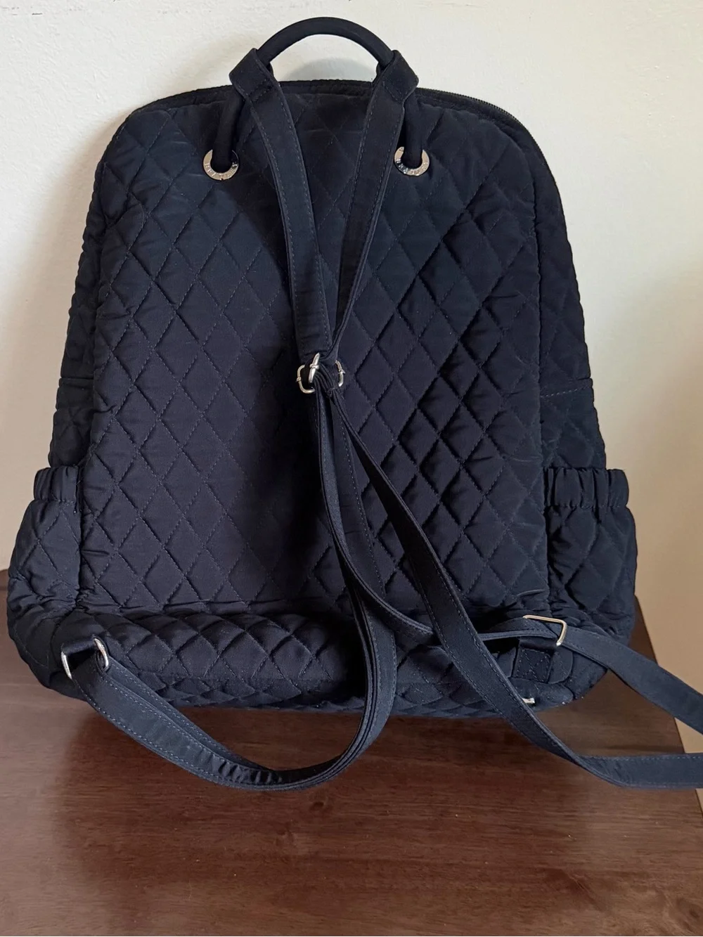Vera Bradley Black Quilted Backpack | Diamond Stitch | Black Travel Bag